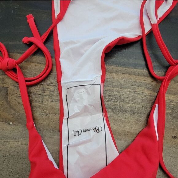 Blooming Jelly 3 Pieces Bikini Adjustable Tie Triangle Top Bottom Cover Up Siz M - Picture 7 of 8